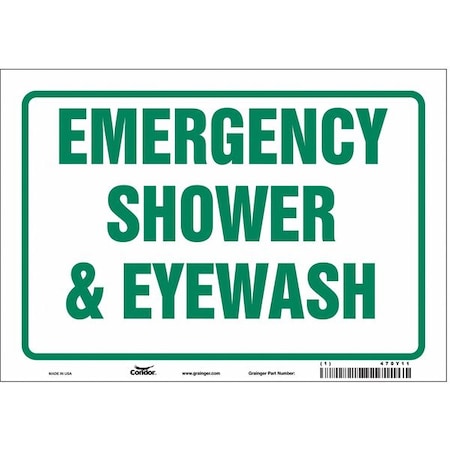 Condor 470Y11 - Emergency Shower & Eyewash, 10 in W x 7 in H, Vertical Rectangle, Vinyl, 470 Y11