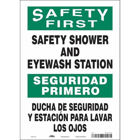 Condor 471F25 - Safety Sign, 14 in Height, 10 in Width, Vinyl, Vertical Rectangle, English, Spanish, 471 F25