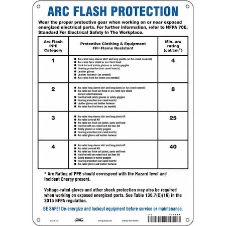 Condor 473V80 - Safety Sign, 14 in Height, 10 in Width, Aluminum, Vertical Rectangle, English, 473 V80