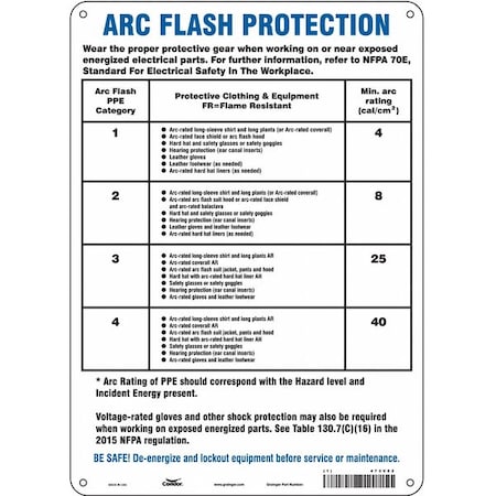 Condor 473V82 - Safety Sign, 14 in Height, 10 in Width, Polyethylene, Vertical Rectangle, English, 473 V82