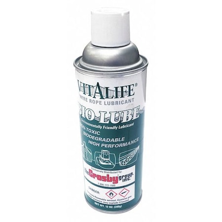 Crosby 1039004 - General Purpose Lubricant, 12 oz, Aerosol Spray Can, Vegetable Oil Base, 350 Degrees F Max Op Temp, Colorless, 410 Series