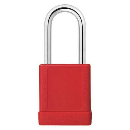 48JR83 - Lockout Padlock, Keyed Different, Aluminum, Red, 1 1/2 in Shackle Height, 1 5/16 in Body Width