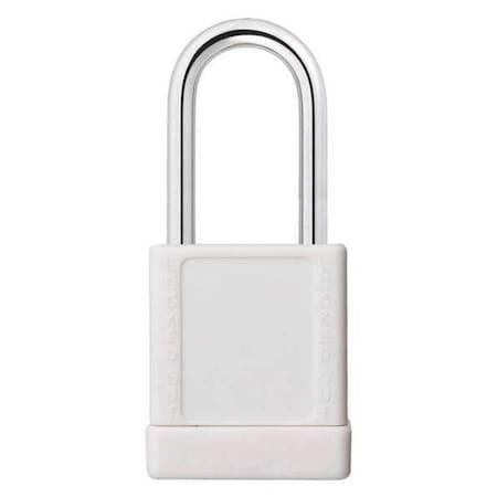 48JT10 - Lockout Padlock, Keyed Alike, Aluminum, White, 1 1/2 in Shackle Height, 1 9/16 in Body Width, 3 PK