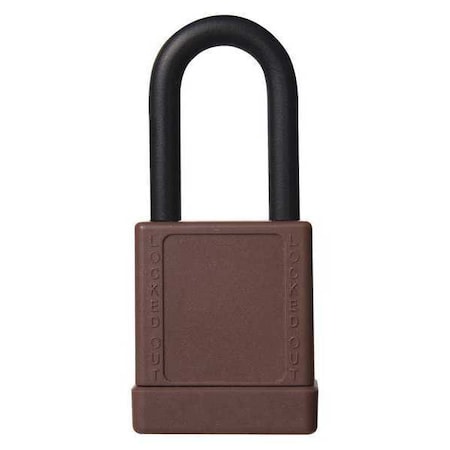 48JT37 - Lockout Padlock, Keyed Alike, Aluminum, Brown, 1 1/2 in Shackle Height, 1 9/16 in Body Width, 6 PK