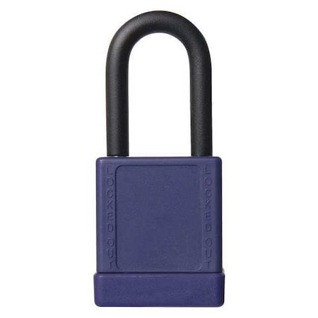 48JT38 - Lockout Padlock, Keyed Alike, Aluminum, Purple, 1 1/2 in Shackle Height, 1 9/16 in Body Width, 6 PK