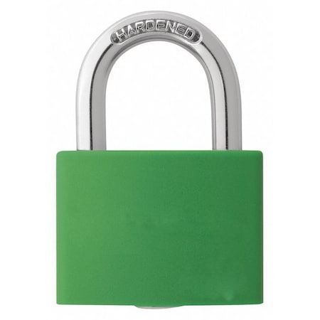 48JR24 - Lockout Padlock, Keyed Alike, Aluminum, Green, 1 in Shackle Height, 1 5/16 in Body Width