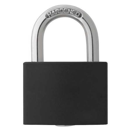 48JR25 - Lockout Padlock, Keyed Different, Aluminum, Black, 1 in Shackle Height, 1 5/16 in Body Width
