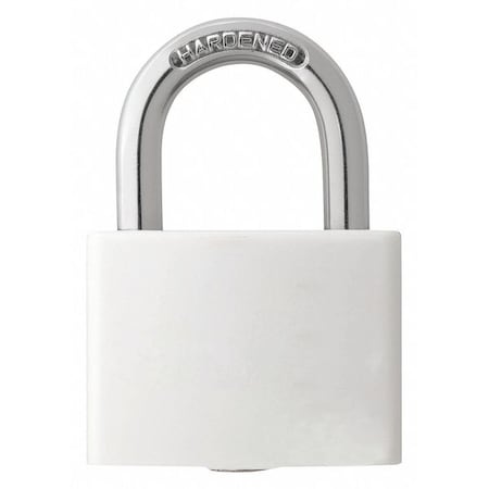 48JR28 - Lockout Padlock, Keyed Alike, Aluminum, White, 1 in Shackle Height, 1 5/16 in Body Width