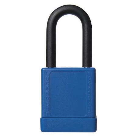 48JT75 - Lockout Padlock, Keyed Different, Aluminum, Blue, 1 1/2 in Shackle Height, 1 9/16 in Body Width
