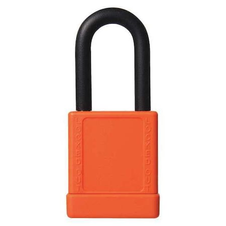 48JT63 - Lockout Padlock, Keyed Alike, Aluminum, Orange, 1 1/2 in Shackle Height, 1 9/16 in Body Width, 6 PK