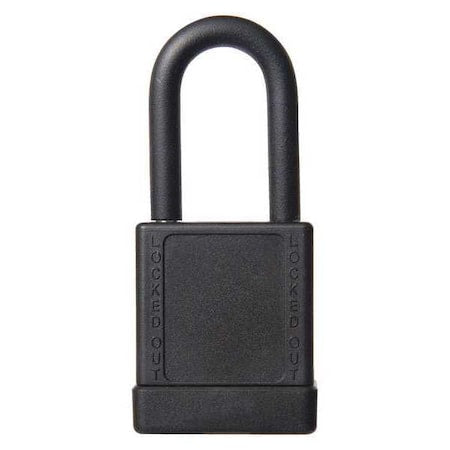 48JT46 - Lockout Padlock, Keyed Different, Aluminum, Black, 1 1/2 in Shackle Height, 1 9/16 in Body Width