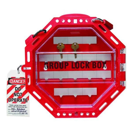 Condor 48KV16 - Group Lockout Box,42 Padlocks,Red,13in.H