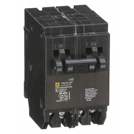 Square D HOMT2020250 - Miniature Circuit Breaker, HOMELINE Series, 20 A, 2x1, 1x2 Pole, 120/240 V AC, 10k A at 120/240 V AC