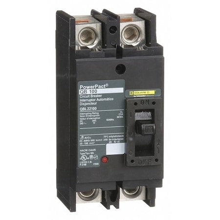 Square D QBL22100 - Molded Case Circuit Breaker, POWERPACT Q Series, 100 A, 2 Pole, 240 V AC, 10k A at 240 V AC