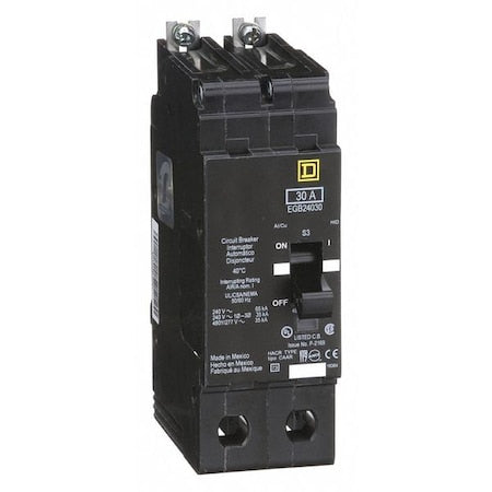 Square D EGB24030 - Miniature Circuit Breaker, E FRAME Series, 30 A, 2 Pole, 277/480 V AC, 65k A at 120 V AC