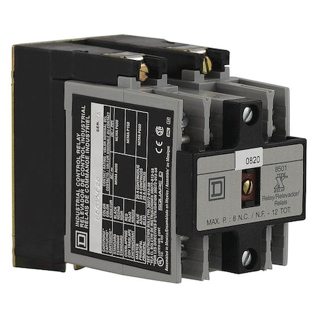 Square D 8501XO20XTD1V02 - NEMA Control Relay, Type X, timing, 1 minute off delay, 10 A resistive at 600 VAC, 2 normally open, 120 VAC 60 Hz coil