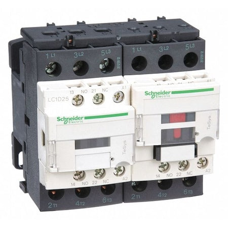 Schneider Electric LC2D25G7 - IEC Magnetic Contactor, 1 NC/1 NO, 120 V AC, 3 P, Reversing, Screw Clamp