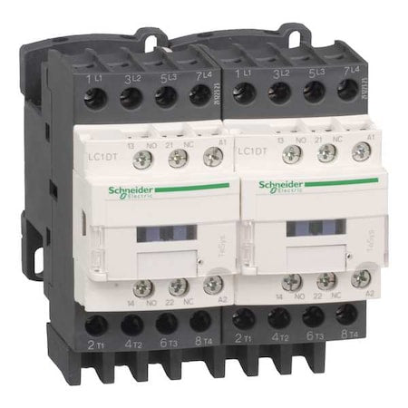 Schneider Electric LC2DT25G7 - IEC Magnetic Contactor, 1 NC/1 NO, 120 V AC, 4 P, Reversing, Screw Clamp
