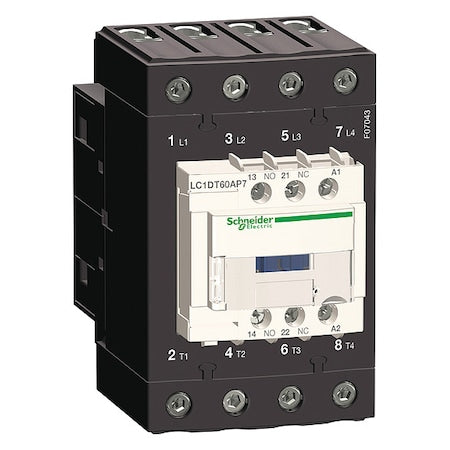 Schneider Electric LC1DT60AG7 - IEC Magnetic Contactor, 1 NC/1 NO, 120 V AC, 4 P, Screw Clamp
