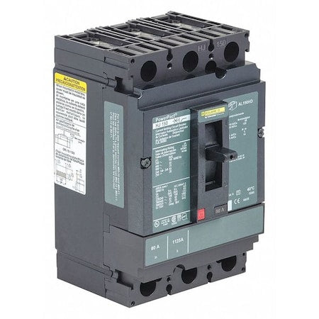 Square D HJL36090 - Molded Case Circuit Breaker, POWERPACT H Series, 90 A, 3 Pole, 600 V AC, 100k A at 240 VAC