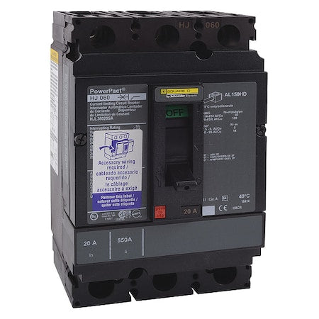 Square D HJL36025 - Molded Case Circuit Breaker, POWERPACT H Series, 25 A, 3 Pole, 600 V AC, 100k A at 240 VAC