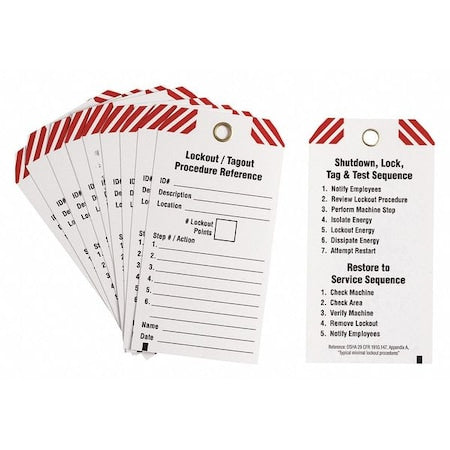 Brady 148863 - Lockout Tag, Lockout/Tagout Procedure Reference, Polyester, 3 in Width, 5 3/4 in Height, ,10 PK
