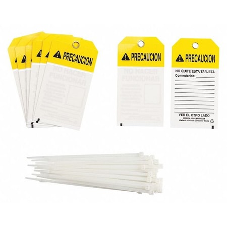 Brady 121514 - Lockout Tag, Precaucion, Polyester, 3 in Width, 5 3/4 in Height, Write On Surface: Yes ,10 PK