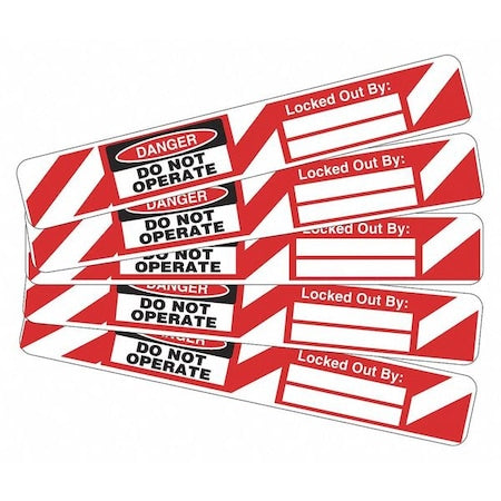 Brady 121449 - Lockout Tag, Danger, Vinyl, 5/8 in Width, 4 in Height, Write On Surface: No ,5 PK