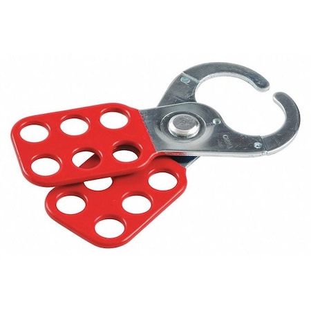 Brady 133161 - Lockout Hasp, Red, Steel, 6 Max. No. of Padlocks, 2/5 in Max. Shackle Dia., 1 in Jaw Clearance