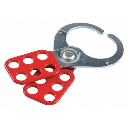Brady 133162 - Lockout Hasp, Red, Steel, 6 Max. No. of Padlocks, 1/2 in Max. Shackle Dia., 1 1/2 in Jaw Clearance