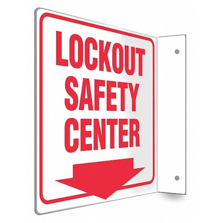 Condor 480W59 - High Visibility Safety Sign, 8 in Height, 8 in Width, PETG, L-Shape Projection, English