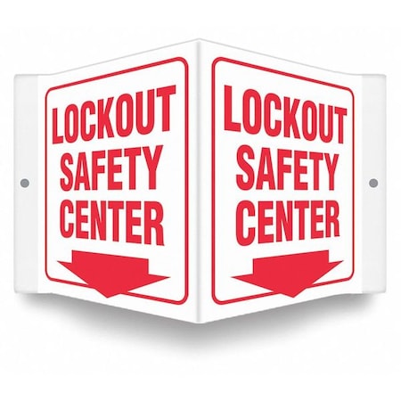 Condor 480Y40 - High Visibility Safety Sign, 6 in Height, 8 1/2 in Width, PETG, V-Shape Projection, English