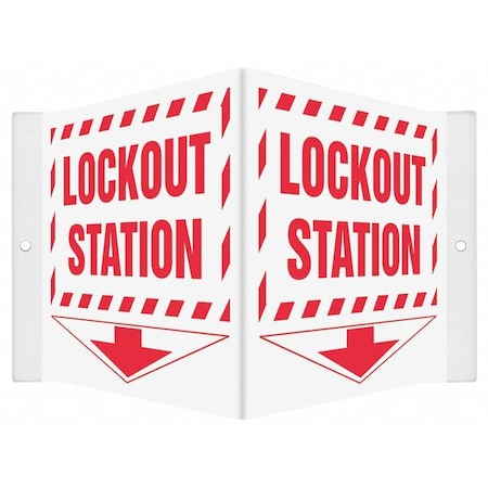 Condor 480Y41 - High Visibility Safety Sign, 6 in Height, 8 1/2 in Width, PETG, V-Shape Projection, English