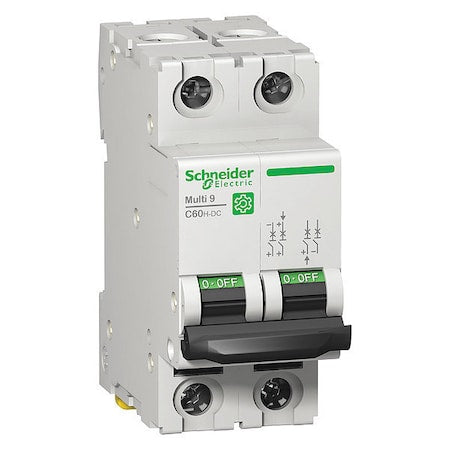 Schneider Electric M9U21206 - Miniature Circuit Breaker, C60 H-DC Series, 6 A, 2 Pole, Not Rated, 5k A at 500 V DC, C Curve