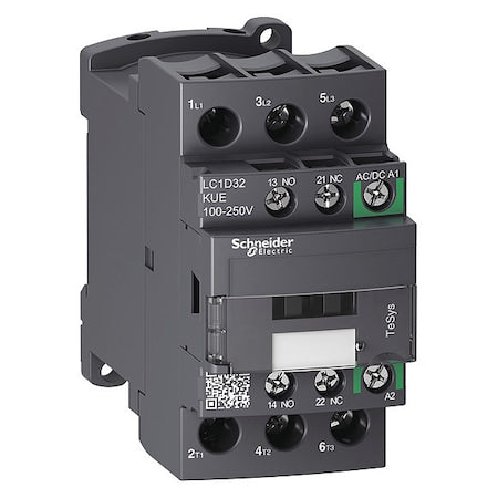 Schneider Electric LC1D32KUE - IEC Magnetic Contactor, 1 NC/1 NO, 100 V-250 V AC/DC, 3 P, Non-Reversing, Screw Clamp