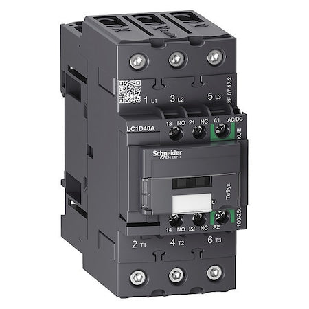 Schneider Electric LC1D40AKUE - IEC Magnetic Contactor, 1 NC/1 NO, 100 V-250 V AC/DC, 3 P, Non-Reversing, Screw Clamp