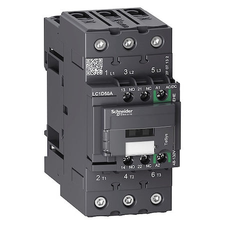 Schneider Electric LC1D50AEHE - IEC Magnetic Contactor, 1 NC/1 NO, 48 V-130 V AC/DC, 3 P, Non-Reversing, Screw Clamp