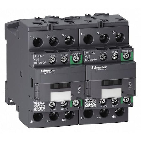 Schneider Electric LC2D25KUE - IEC Magnetic Contactor, 1 NC/1 NO, 100 V-250 V AC/DC, 3 P, Reversing, Screw Clamp