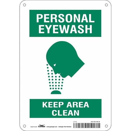 Condor 485X98 - PERSONAL EYEWASH KEEP AREA CLEAN, 7 in W x 10 in H, Horizontal Rectangle, Polyethylene, 485 X98