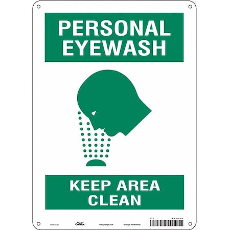 Condor 485X99 - PERSONAL EYEWASH KEEP AREA CLEAN, 10 in W x 14 in H, Vertical Rectangle, Polyethylene, 485 X99