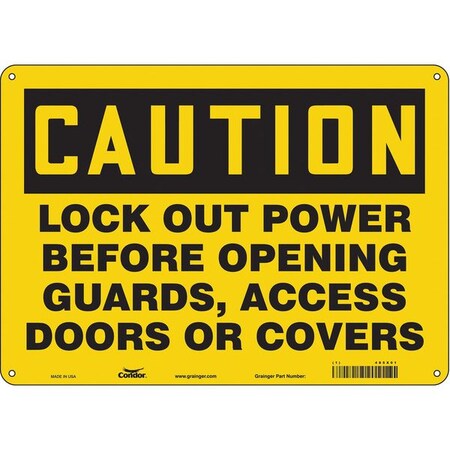 Condor 485X01 - Safety Sign, 10 in Height, 14 in Width, Aluminum, Horizontal Rectangle, English, 485 X01