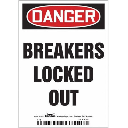 Condor 485X08 - Lockout Sign,3-1/2" W,5" H,0.004" Thick