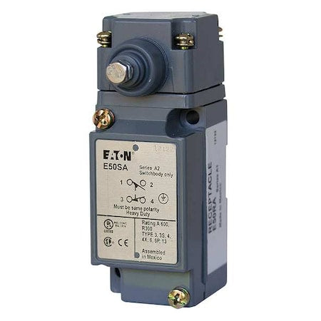 Eaton E50BS2 - Heavy Duty Limit Switch, Plunger, 2 NC/2 NO, 10 A at 600 V AC, Actuator Location: Side