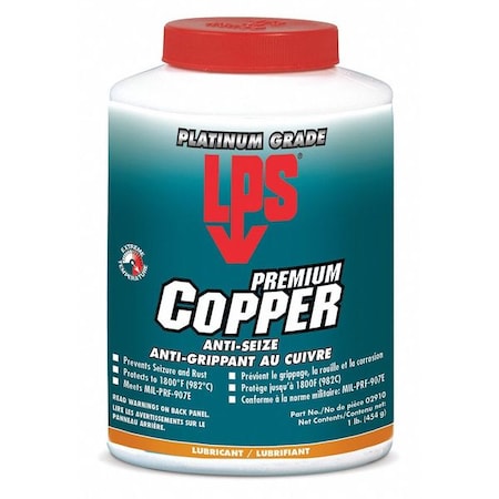 Lps 02910 - Anti-Seize, General Purpose, Brush-Top Can, 1 lb, Copper Base, 1800 Degrees F Max Op Temp, Paste