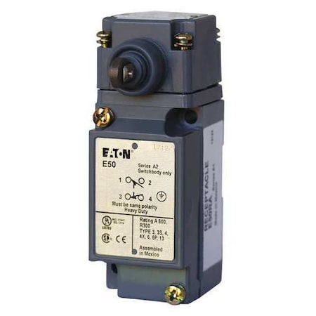 Eaton E50BS36P - Heavy Duty Limit Switch, Plunger, Roller, 2 NC/2 NO, 10 A at 600 V AC, Actuator Location: Side