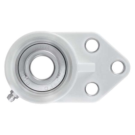 Ntn SUCFBL205-16 - 3 Holes, Flange Bracket Housing, Flange Mount Bearing, Radial Ball, 1 in Dia, Thermoplastic, Set Screw