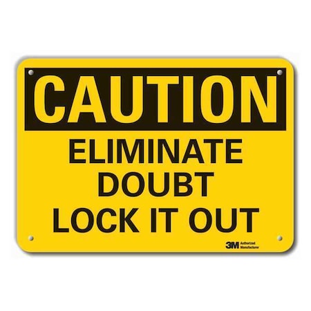 Lyle LCU3-0309-RA_14x10 - Reflective Lockout Tagout Caution Sign, 10 in Height, 14 in Width, Aluminum, Horizontal Rectangle