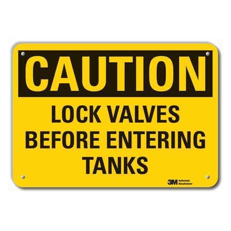 Lyle LCU3-0344-RA_10x7 - Reflective Lockout Tagout Caution Sign, 7 in Height, 10 in Width, Aluminum, Vertical Rectangle