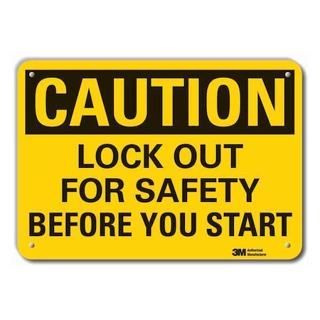 Lyle LCU3-0363-NP_14x10 - Caution Sign, 10 in Height, 14 in Width, Plastic, Horizontal Rectangle, English