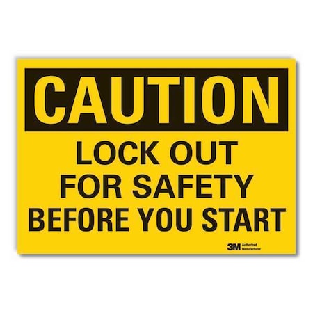 Lyle LCU3-0363-RD_14x10 - Lockout Tagout Caution Reflective Label, 10 in Height, 14 in Width, Reflective Sheeting, English